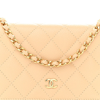 Chanel Caviar Quilted Wallet on Chain WOC Beige 17 of 21