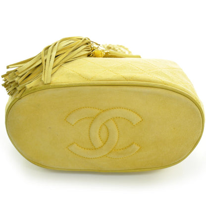 Chanel Suede Quilted Tassel Shoulder Bag Yellow 4 of 10