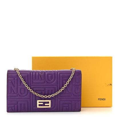Fendi Nappa Logo Embossed Long Wallet On Chain Purple 15 of 15