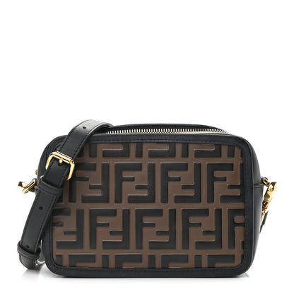 Fendi Vitello Century Bi-Color FF 1974 Embossed Mini Camera Case Maya Black 1 of 10