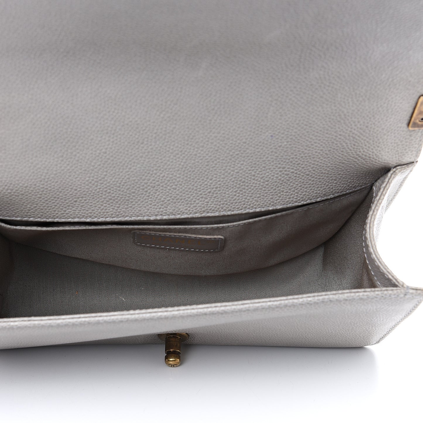 Caviar Quilted Medium Boy Flap Taupe