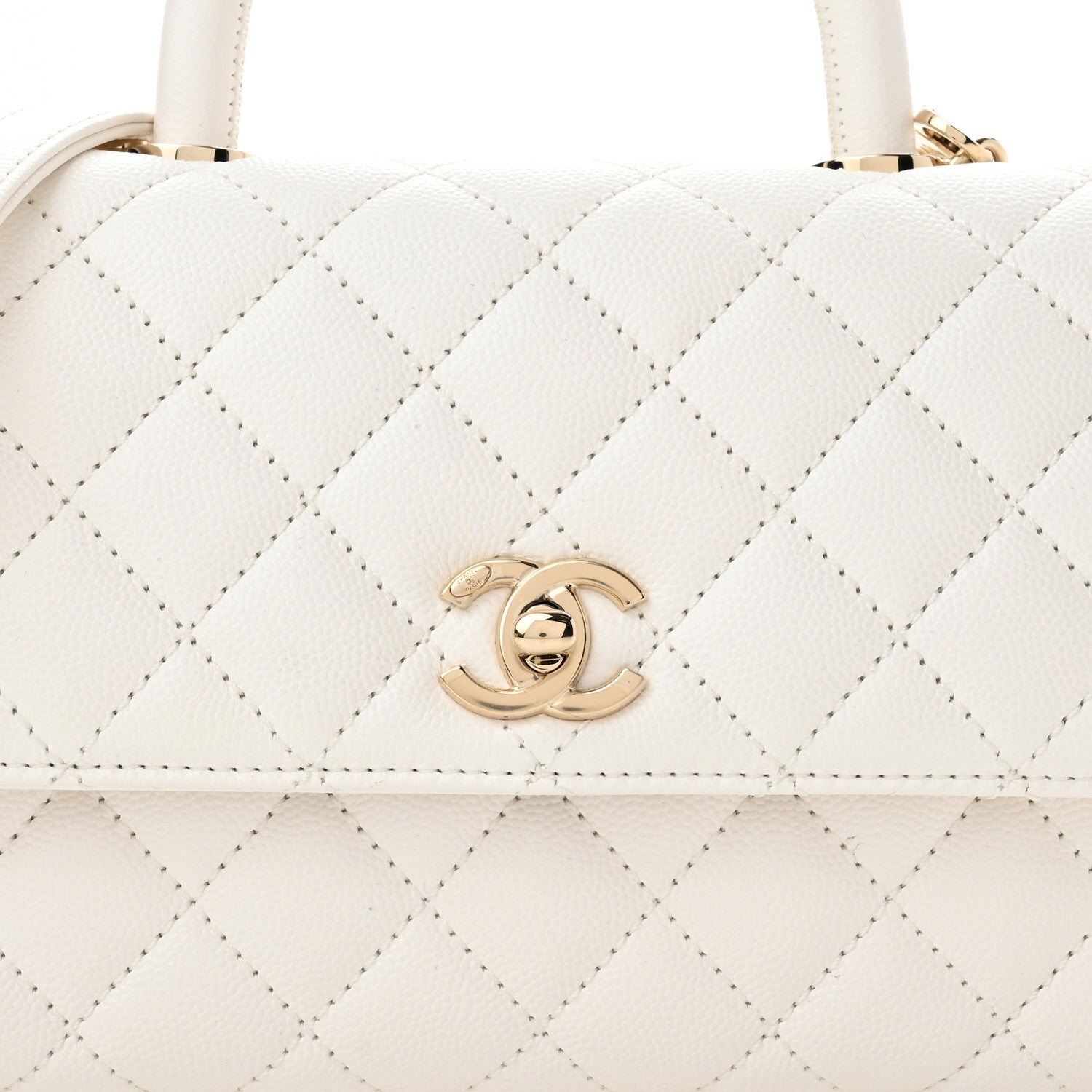 Chanel Caviar Quilted Mini Coco Handle Flap White 7 of 10