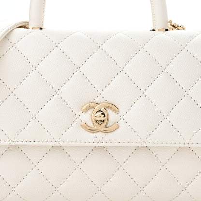 Chanel Caviar Quilted Mini Coco Handle Flap White 7 of 10