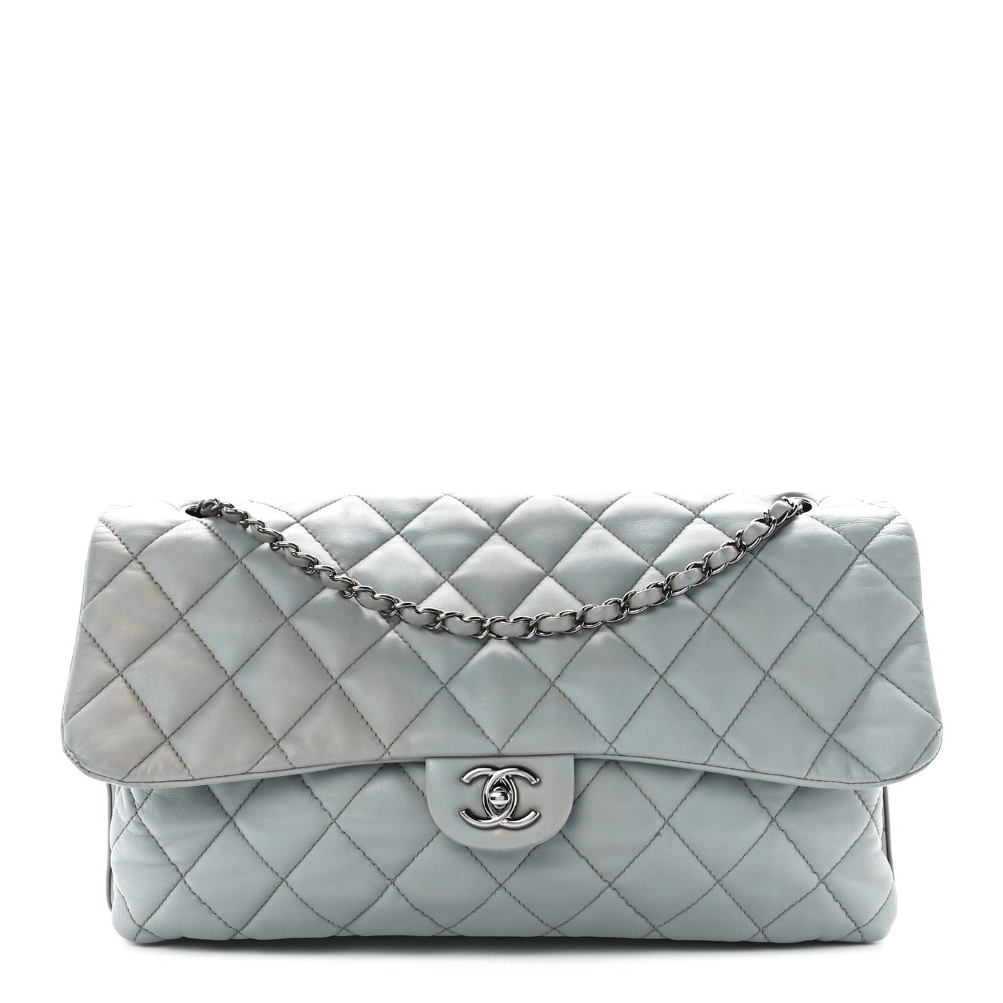 Lambskin Quilted Chanel 3 Maxi Flap Bag Light Blue