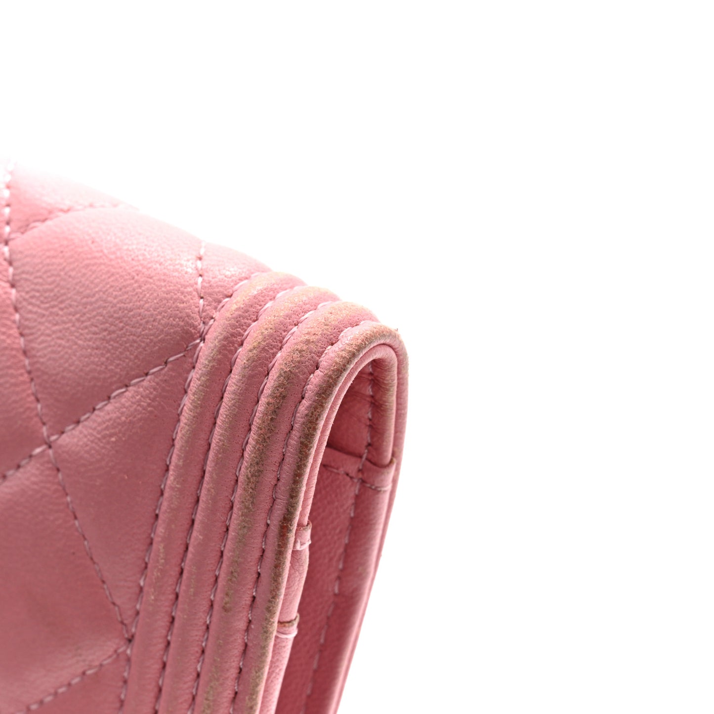 Lambskin Quilted Boy Yen Wallet Pink
