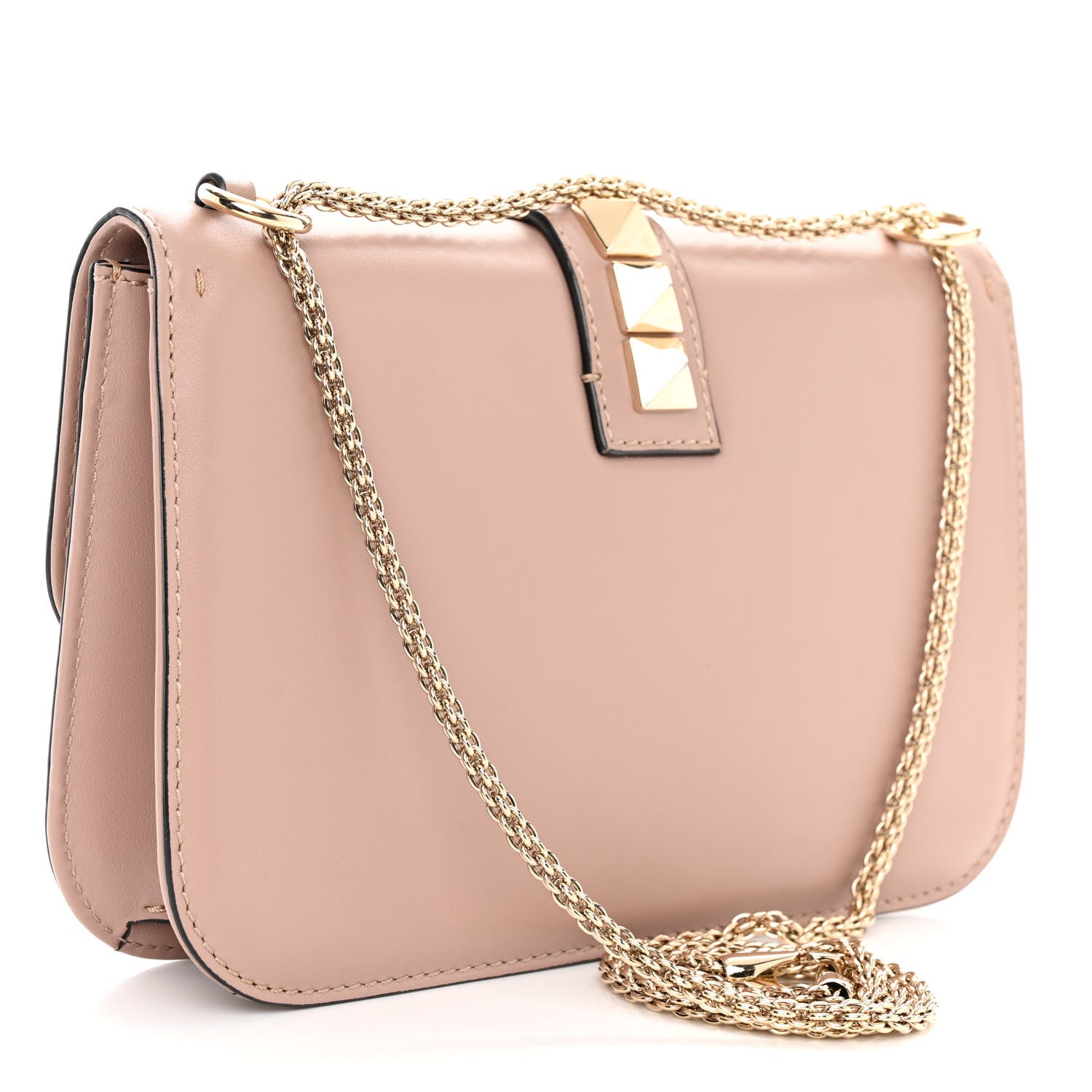 Valentino Garavani Vitello Medium Glam Lock Rockstud Flap Poudre 3 of 9