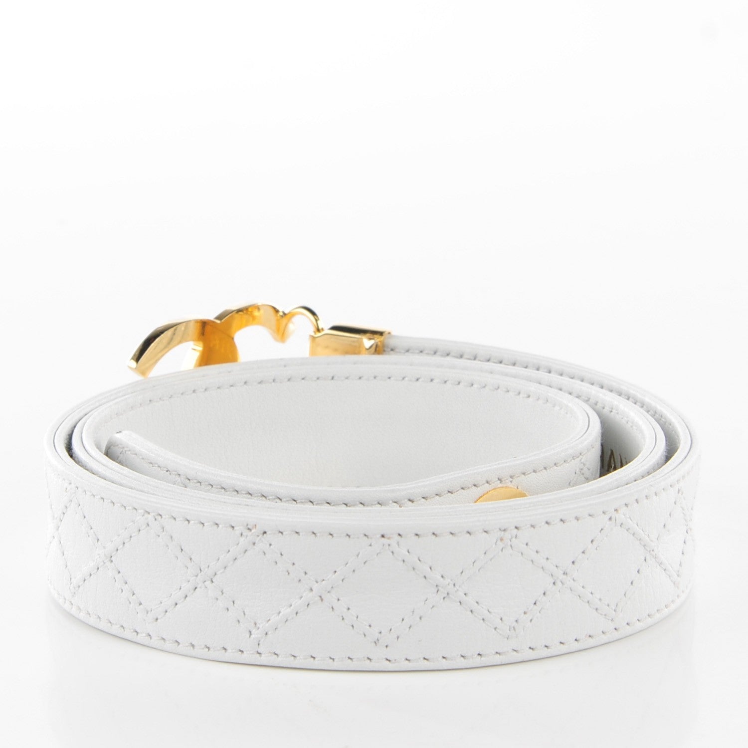 Chanel Lambskin Stitched CC Belt 75 30 White 3 of 6