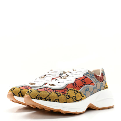 Gucci Monogram Multicolor Mens Rhyton Sneakers 10 Yellow Blue Great White Tabasco 3 of 10