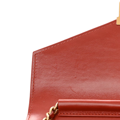 Chanel Calfskin Chevron Quilted Medal Wallet On Chain WOC Red 13 of 13