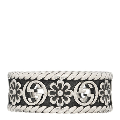 Gucci Sterling Silver Interlocking G Flower Ring 56 7.5 2 of 13