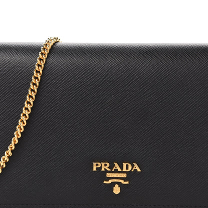 Prada Saffiano Metal Oro Mini Bag Black 9 of 10