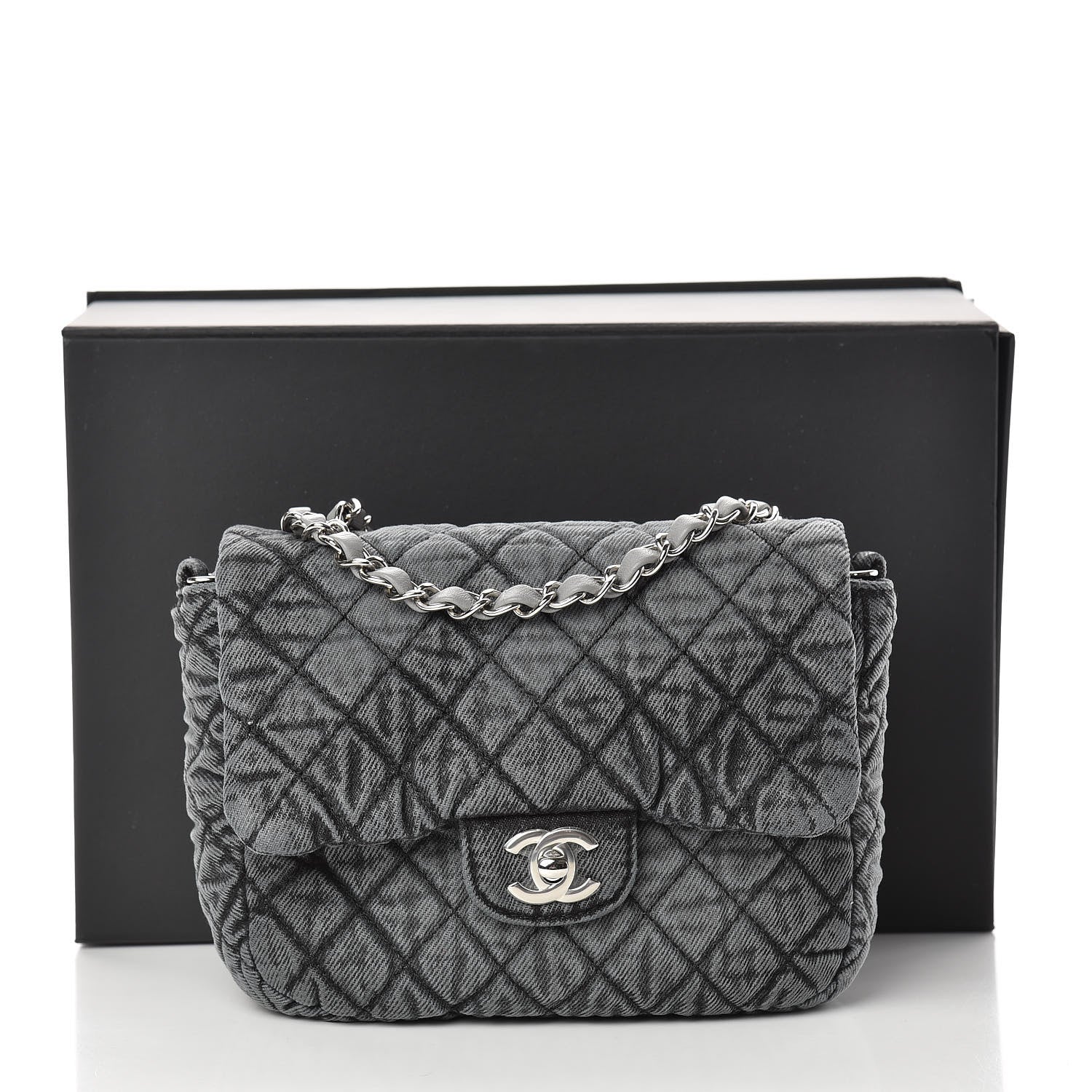 Chanel Washed Denim Quilted Small Denimpression Flap Grey Black 11 of 11