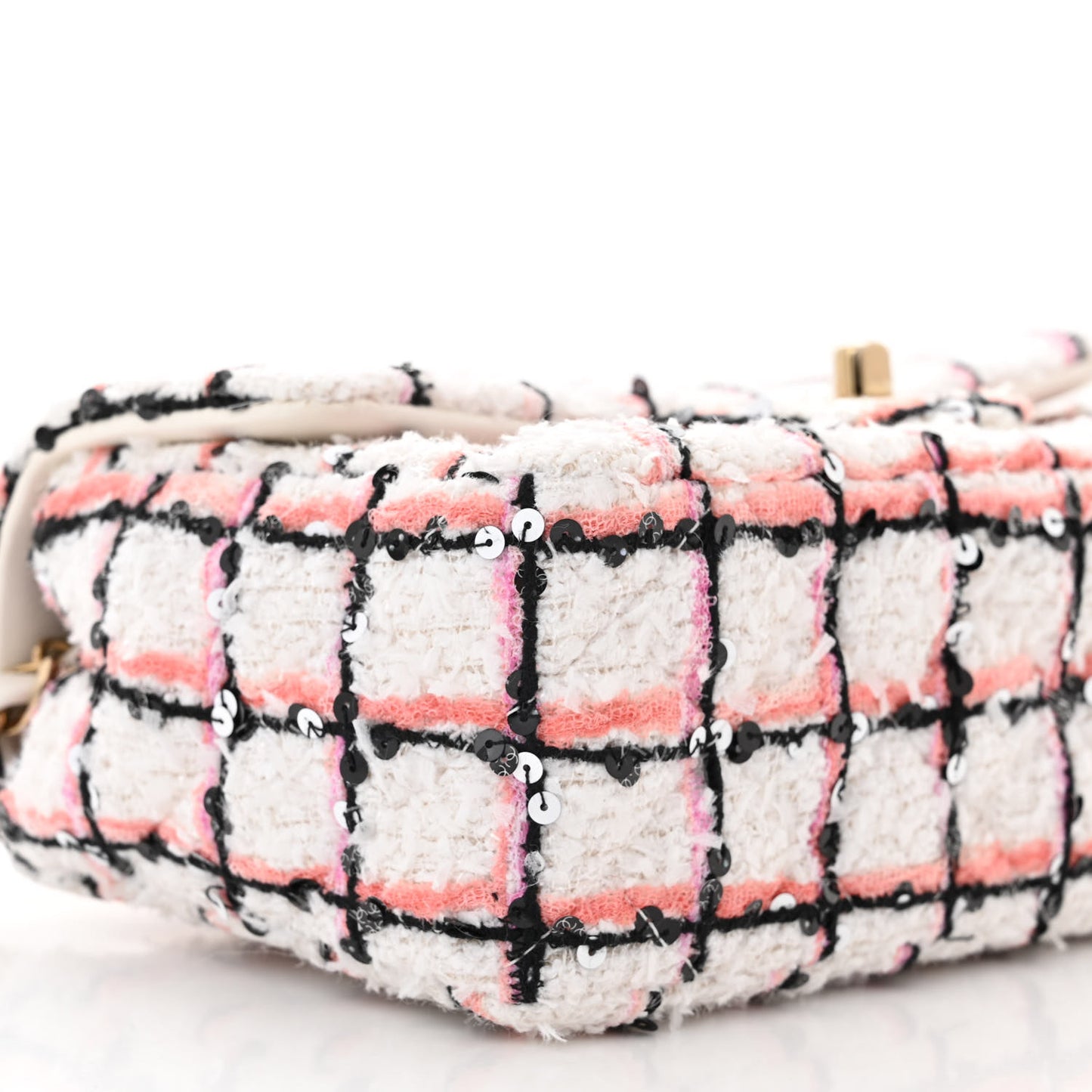 Tweed Quilted Mini Rectangular Flap White Multicolor