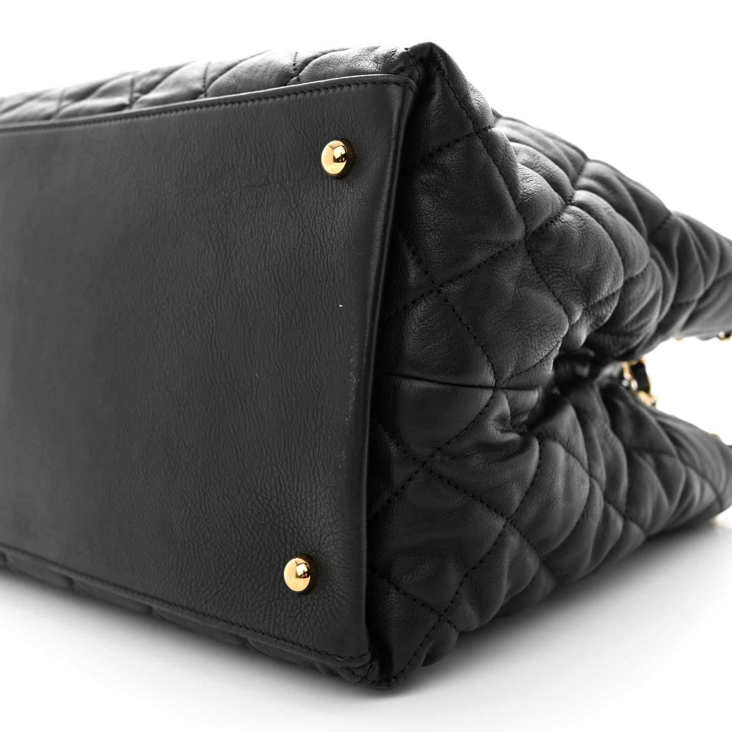 Calfskin Quilted Small Chain Me Tote Black
