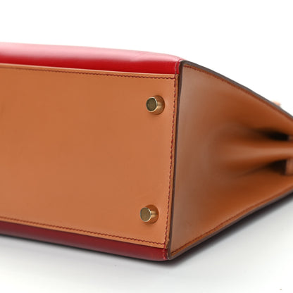 Hermes Box Chamonix Tri-Color Kelly Sellier 28 Rouge H Rouge Vif Naturelle 9 of 9