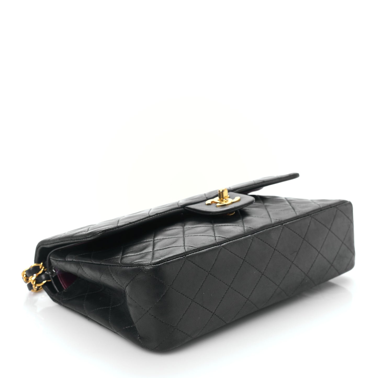 Lambskin Quilted Medium Double Flap Black