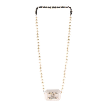 Chanel Resin Crystal Pearl Airpod Pro Case Necklace Gold White Pearly Black 3 of 7