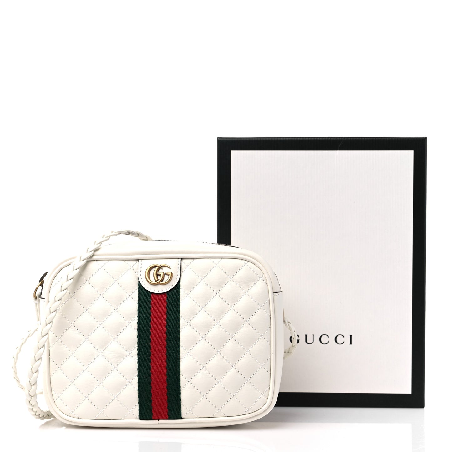 Calfskin Web Trapuntata Mini Shoulder Bag Off White