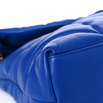 Saint Laurent Lambskin Quilted Medium Loulou Puffer Monogram Chain Satchel Majorele Blue 9 of 13