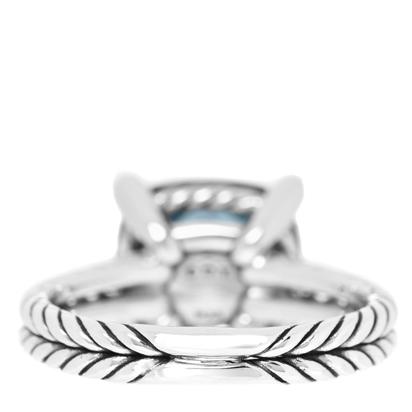 Sterling Silver Diamond Hampton Blue Topaz 11mm Chatelaine Ring 55 7.25