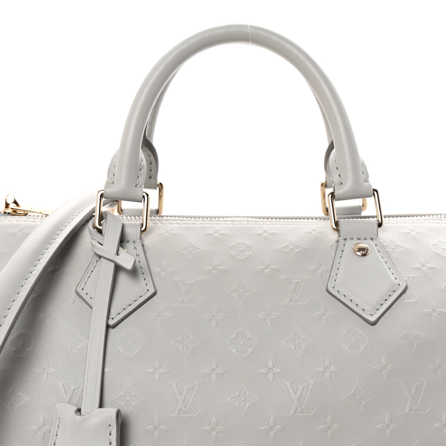 Louis Vuitton Calfskin Minigram Speedy Soft 30 Cloud Gray 7 of 9