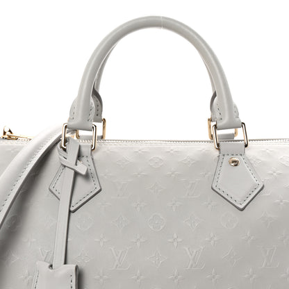 Louis Vuitton Calfskin Minigram Speedy Soft 30 Cloud Gray 7 of 9