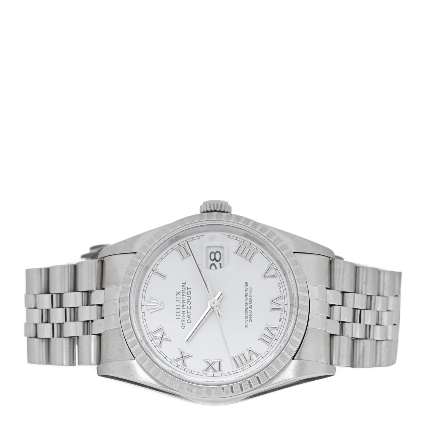Stainless Steel 36mm Oyster Perpetual Datejust Watch White Roman 16220