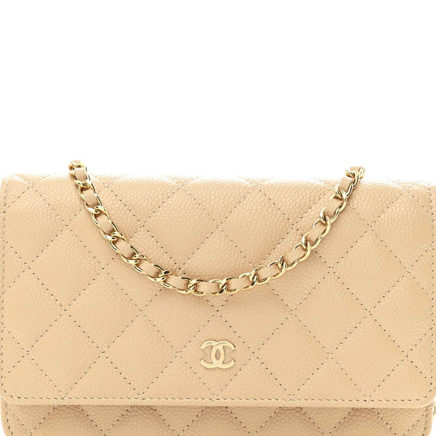 Chanel Caviar Quilted Wallet on Chain WOC Beige 9 of 12
