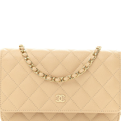 Chanel Caviar Quilted Wallet on Chain WOC Beige 9 of 12