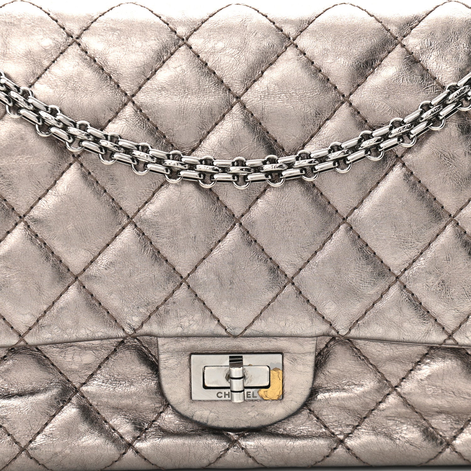 Chanel Metallic Aged Calfskin Quilted 2.55 Reissue 226 Flap Dark Silver 9 of 21