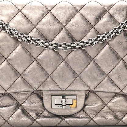 Chanel Metallic Aged Calfskin Quilted 2.55 Reissue 226 Flap Dark Silver 9 of 21