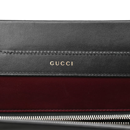 Gucci Smooth Calfskin Diagonal Striped Medium Zumi Top Handle Bag Black Beige 6 of 10