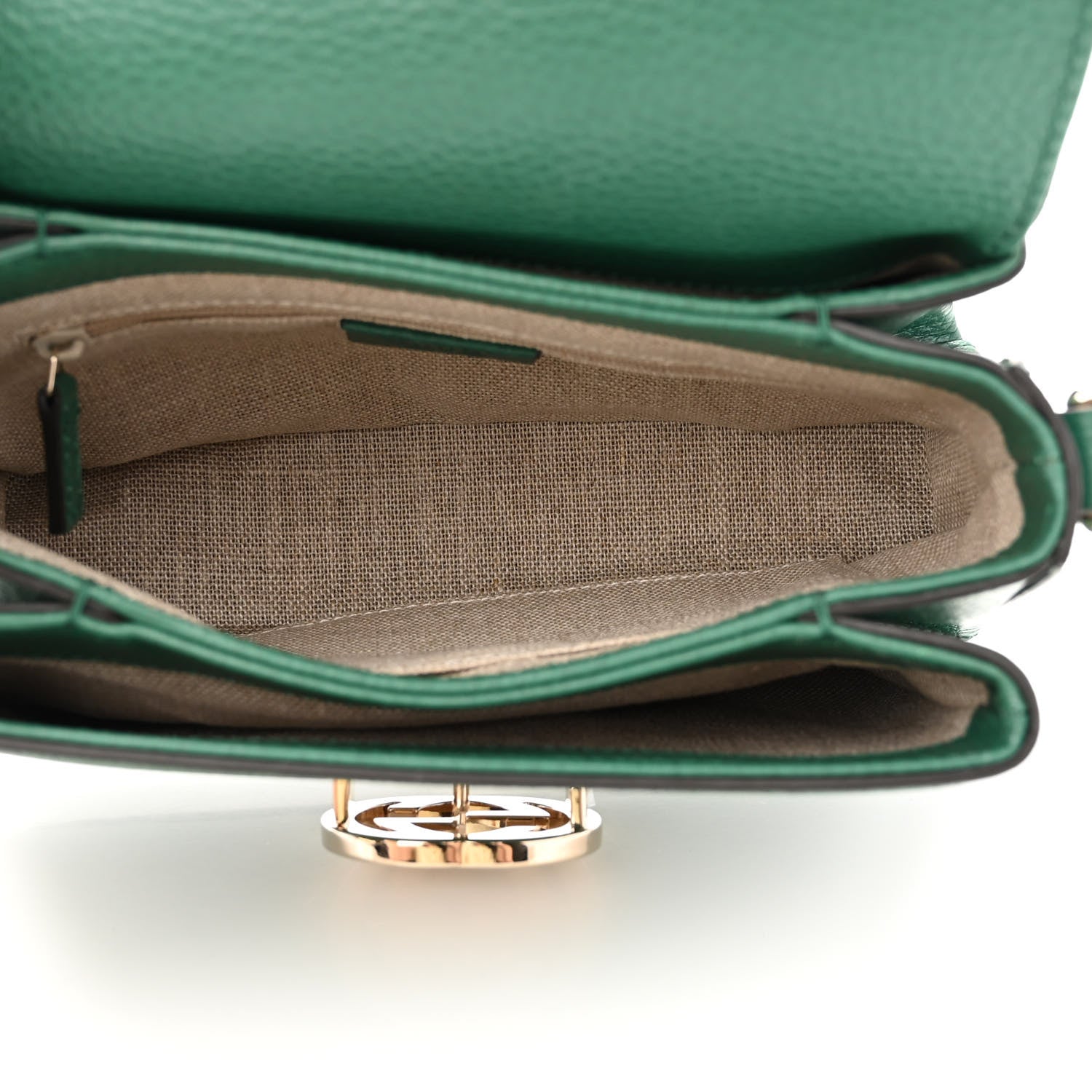 Gucci Dollar Calfskin Interlocking G Crossbody Bag Emerald 5 of 10
