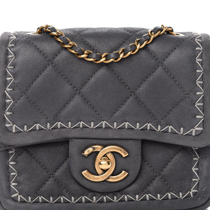Chanel Iridescent Calfskin Stitch Mini Square Flap Grey 11 of 11