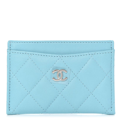 Chanel Lambskin Quilted Card Holder Neon Blue 1 of 9