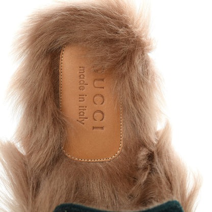 Gucci Velvet Fur Dragon Embroidered Mens Princetown Slippers 6 Zaffre Dark Zaffre 5 of 9