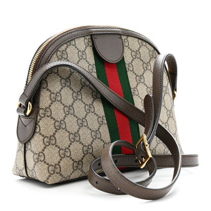 Gucci GG Supreme Monogram Textured Dollar Calfskin Web Small Ophidia Dome Shoulder Bag Beige Ebony New Acero 3 of 13