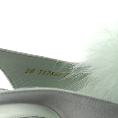 Saint Laurent Crepe Satin Blanco Feathered Sandals 39 Slight Green 10 of 15