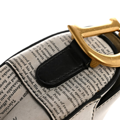 Christian Dior Calfskin Newspaper Printed Saddle Bag Black White 15 of 15