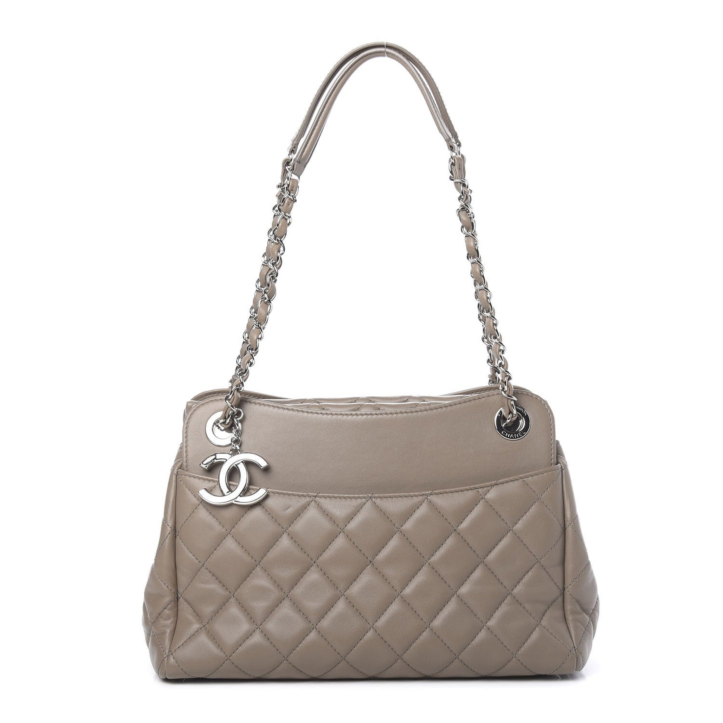 Lambskin Quilted Large 7 Tote Taupe