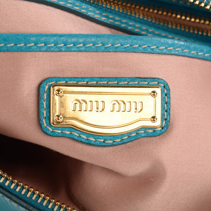 Miu Miu Grained Calfskin Clutch Turchese 6 of 6