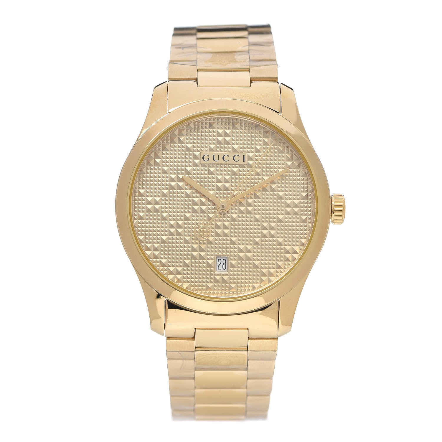 Gucci Stainless Steel 38mm G-Timeless Diamante Quartz Watch Gold 1 of 6