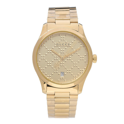 Gucci Stainless Steel 38mm G-Timeless Diamante Quartz Watch Gold 1 of 6