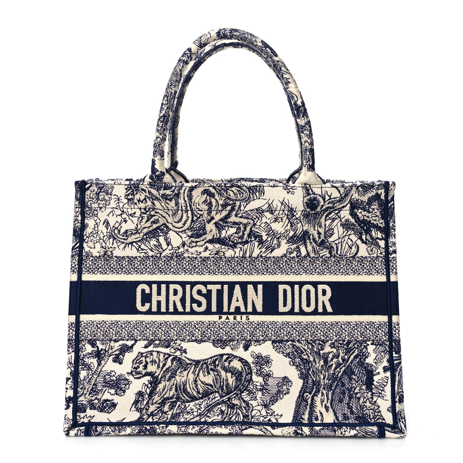 Christian Dior Canvas Embroidered Medium Dioriviera Toile De Jouy Book Tote Blue 1 of 14
