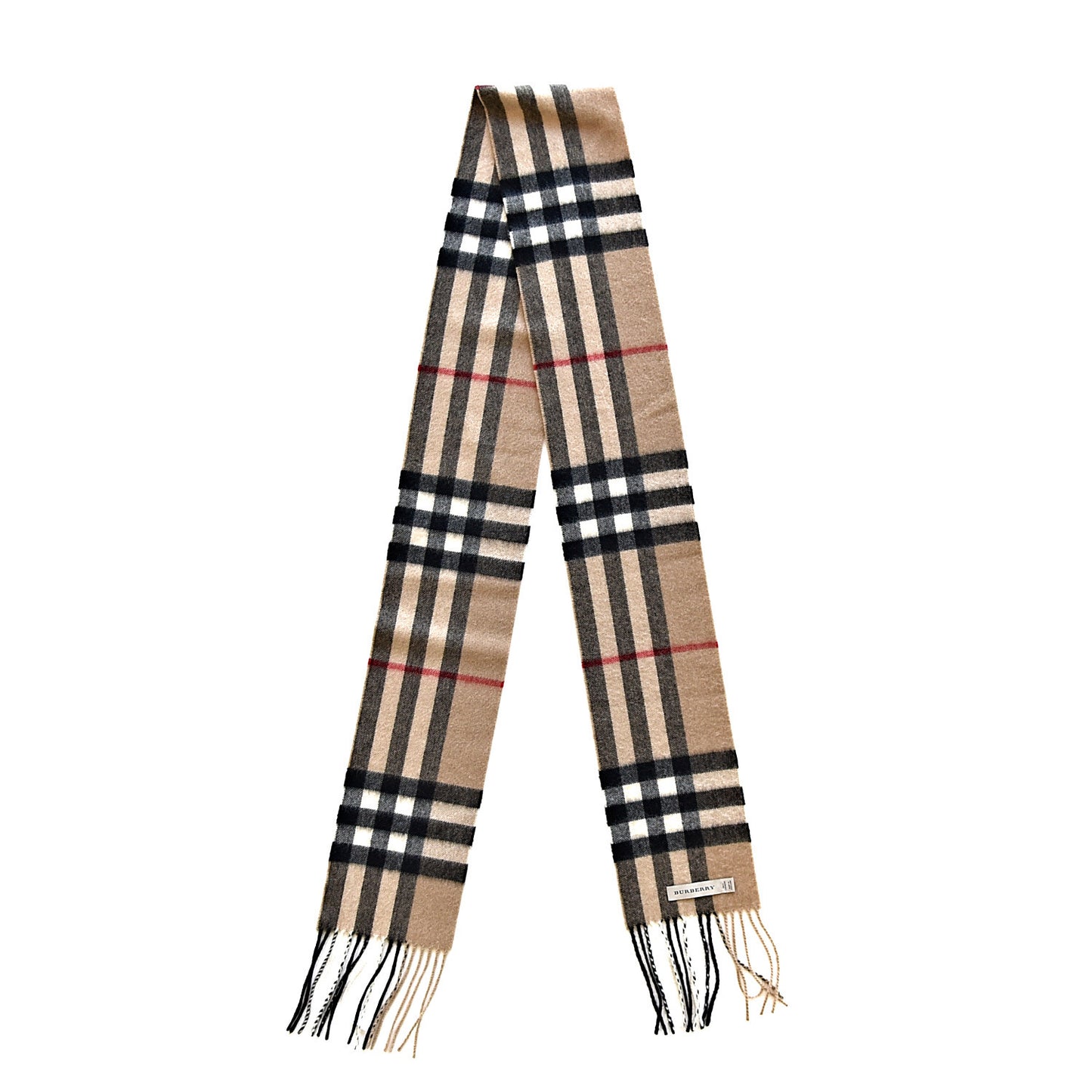 Cashmere Giant Check Skinny Scarf Archive Beige