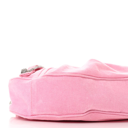 Balenciaga Washed Frayed Denim Crystal Le Cagole Shoulder Bag XS Denim Pink 10 of 11