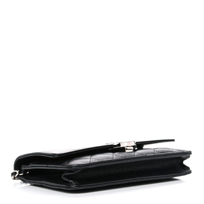 Chanel Grained Calfskin Quilted CC Box Wallet On Chain WOC Black 4 of 17