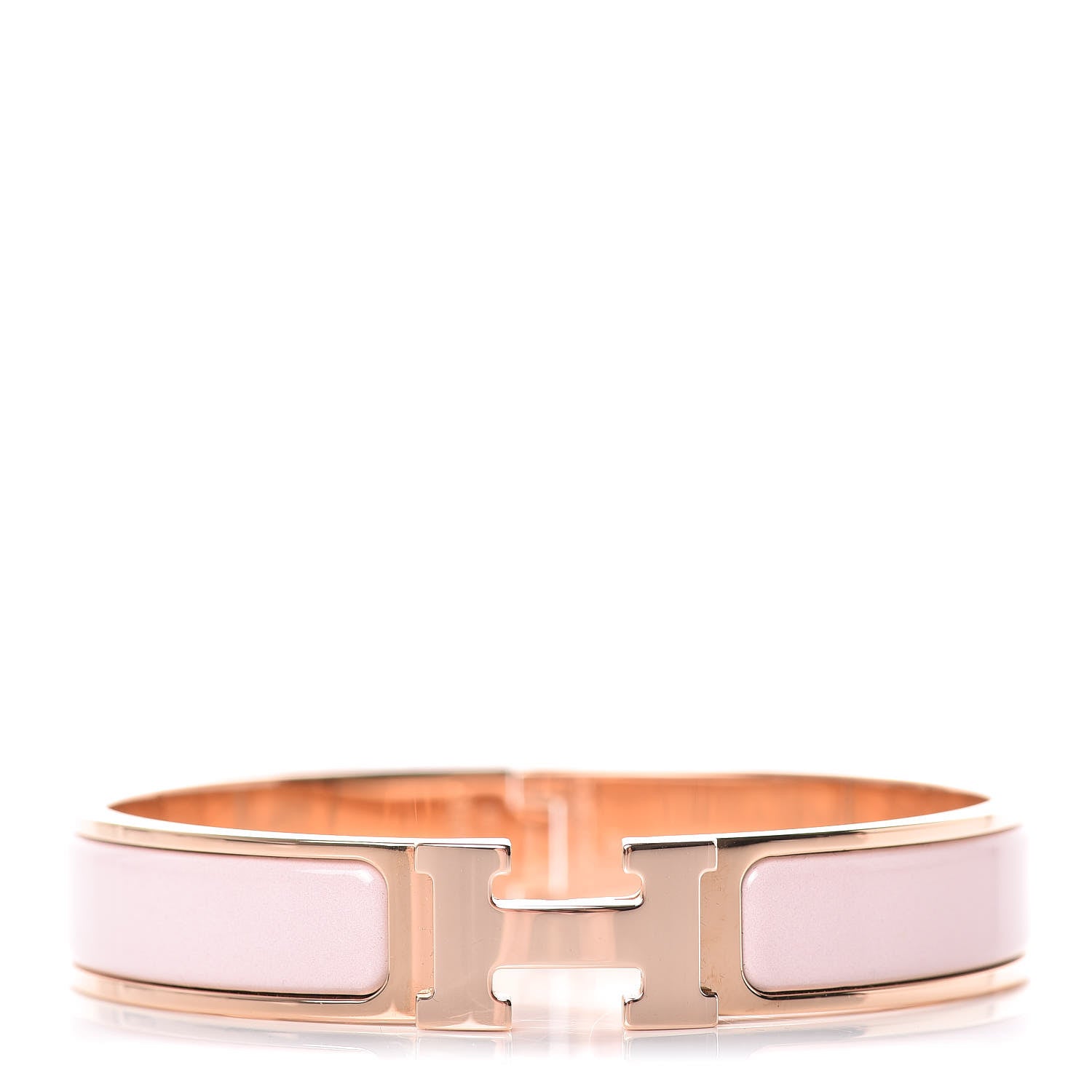 Hermes Enamel Narrow Clic Clac H Bracelet GM Rose Candeur 1 of 5