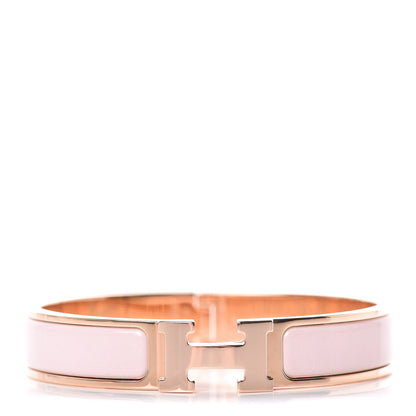Hermes Enamel Narrow Clic Clac H Bracelet GM Rose Candeur 1 of 5