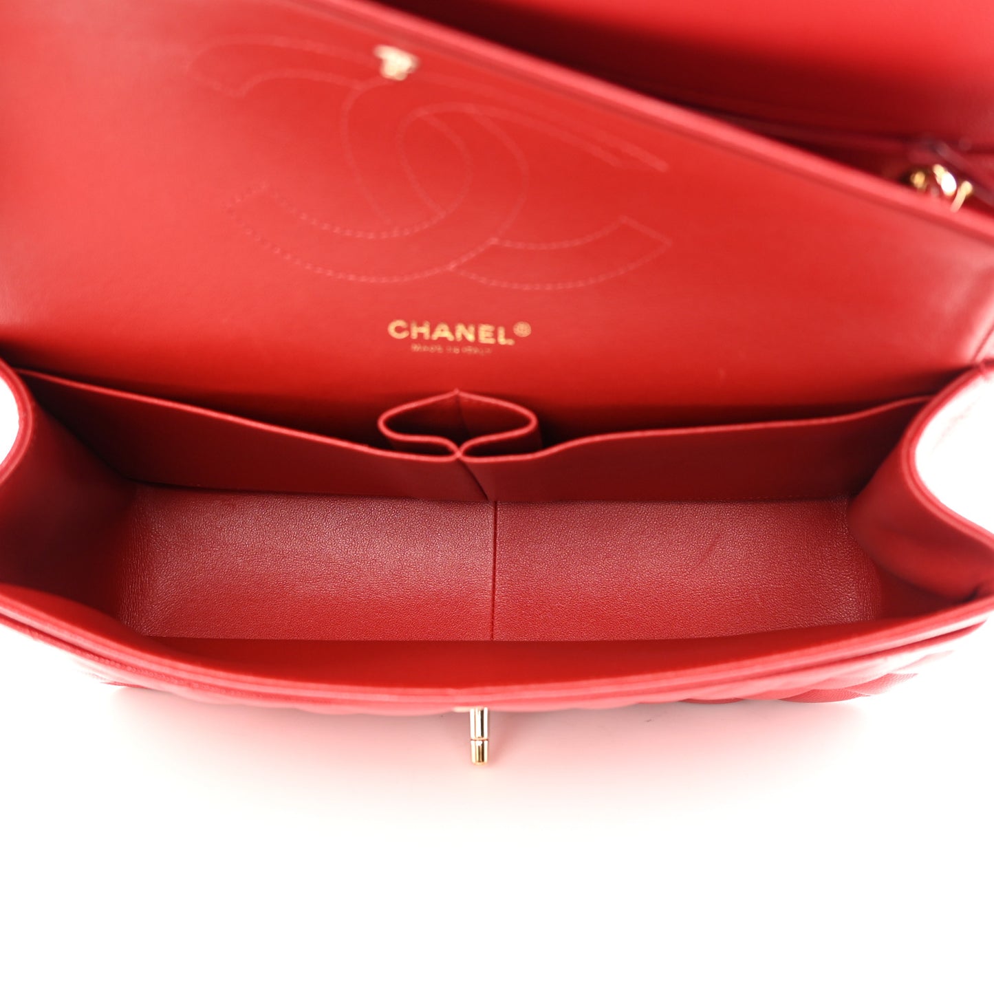 Caviar Quilted Jumbo Double Flap Red